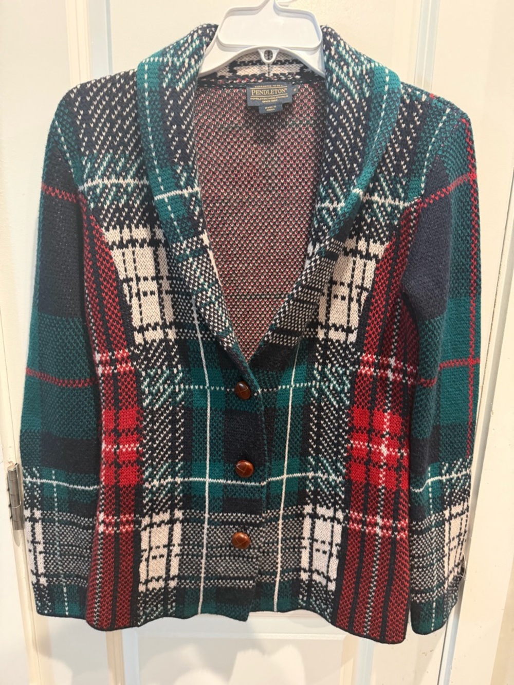 Vintage Pendleton tartan plaid wool cardigan sweater Size S - Picture 9 of 13